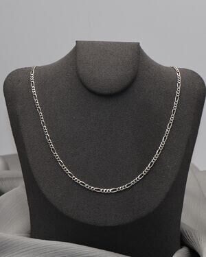 Vintage Mexico Sterling Silver Figaro Chain Necklace 4.4G / 20in / 2.5mm N1512